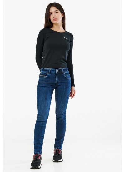 Γυναικεία Παντελόνια New.Brooke Σκούρο Μπλε Βαμβάκι Pepe Jeans