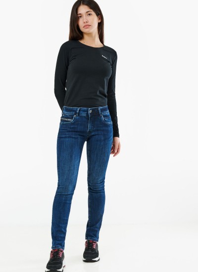 Γυναικεία Παντελόνια Dua Μπλε Βαμβάκι Pepe Jeans