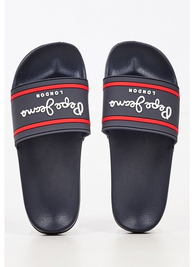 Παιδικές Σαγιονάρες & Πέδιλα Slider.Bs Μπλε ECOleather Pepe Jeans