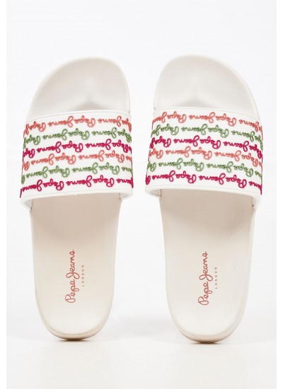 Women Flip Flops & Sandals Slider.Colors White Rubber Pepe Jeans