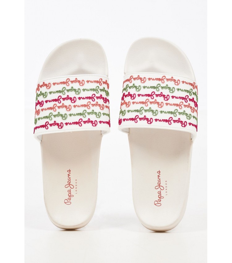 Women Flip Flops & Sandals Slider.Colors White Rubber Pepe Jeans