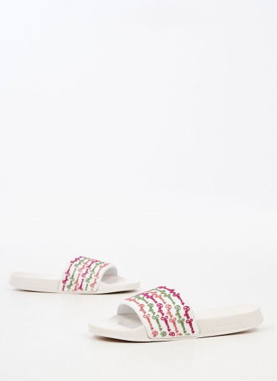 Women Flip Flops & Sandals Slider.Colors White Rubber Pepe Jeans