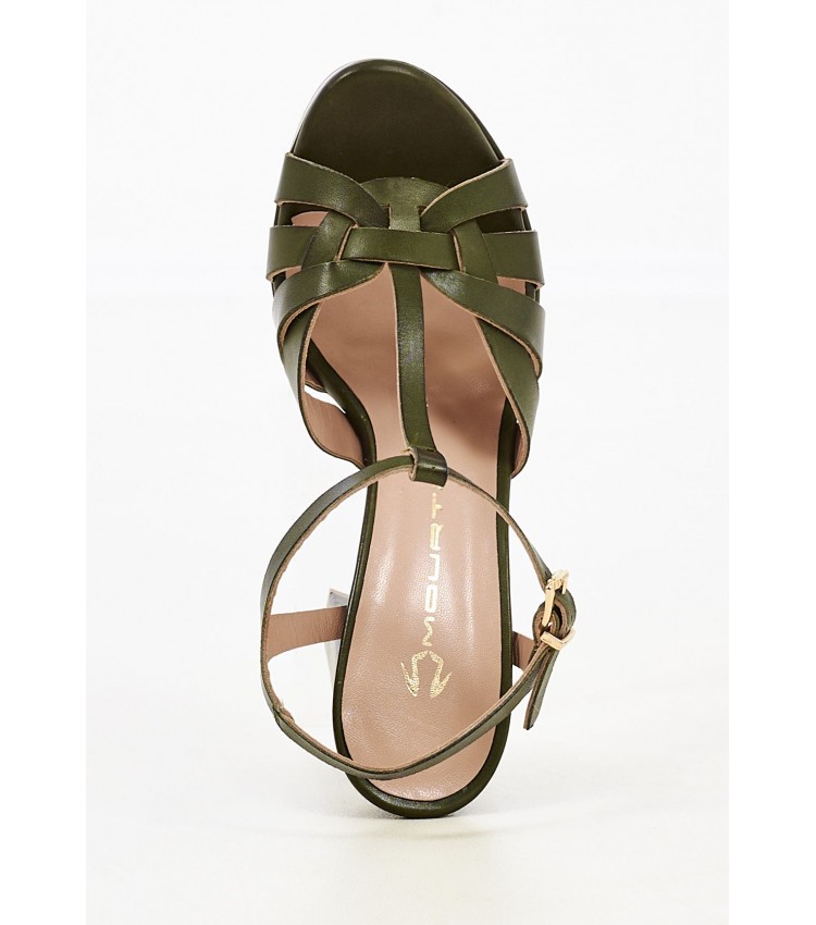 Women Sandals 850F27 Olive Leather Mourtzi