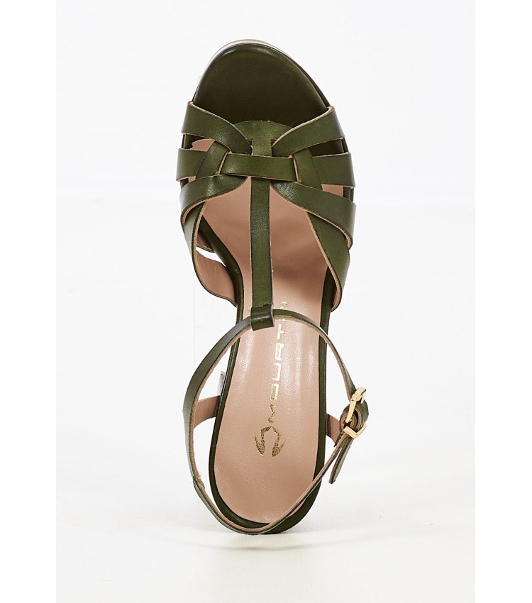 Women Sandals 850F27 Olive Leather Mourtzi