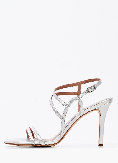 Women Sandal High Mamba.Pat Beige Shiny Leather Jeffrey Campbell