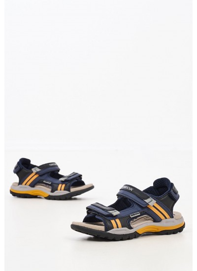 Kids Flip Flops & Sandals J.Borealis DarkBlue ECOleather Geox