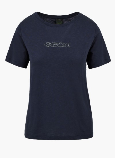Γυναικείες Μπλούζες - Τοπ W2510F Σκούρο Μπλε Βαμβάκι Geox