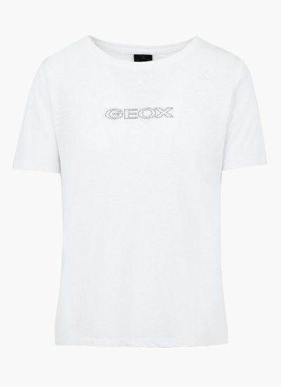 Γυναικείες Μπλούζες - Τοπ W2510F Άσπρο Βαμβάκι Geox