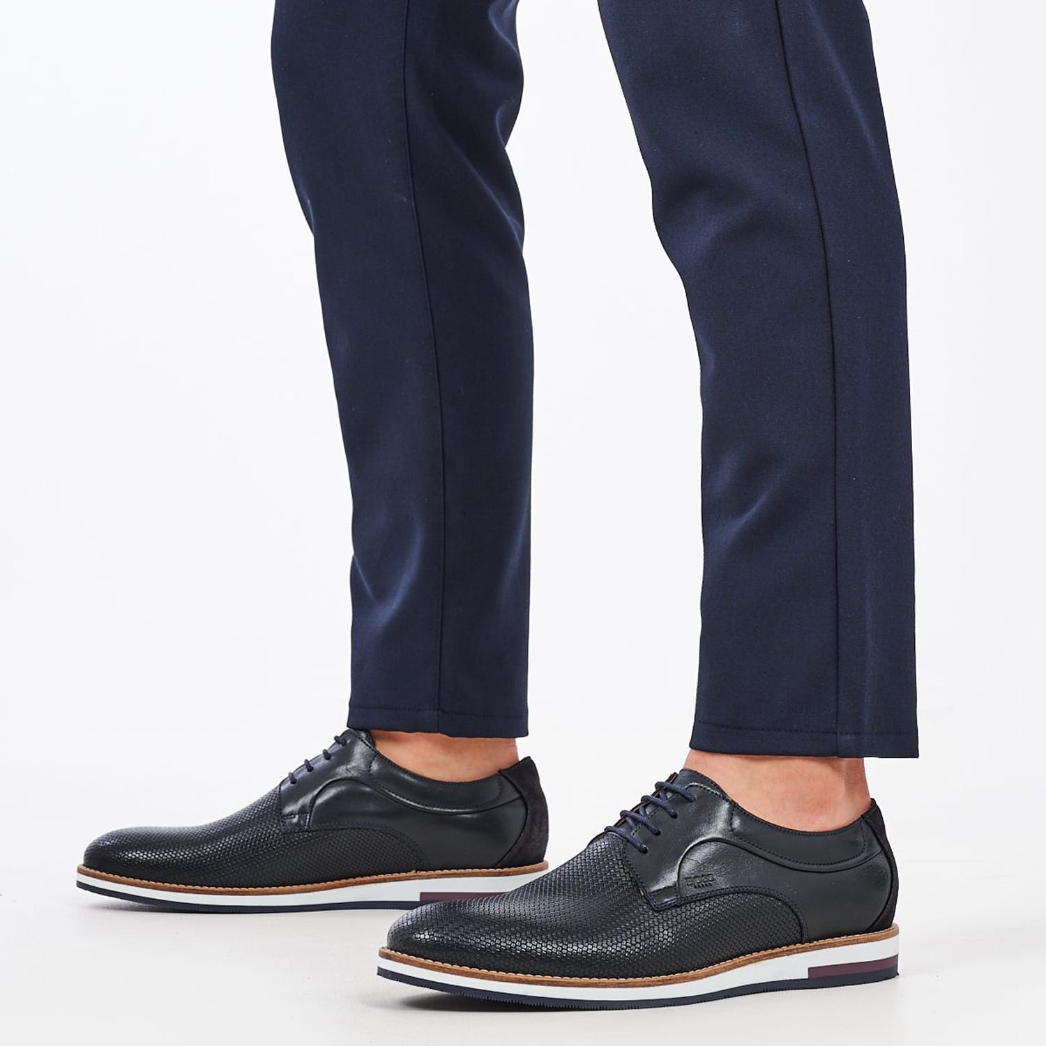 Ανδρικά Παπούτσια Δετά S1616 Μπλε Δέρμα Boss shoes