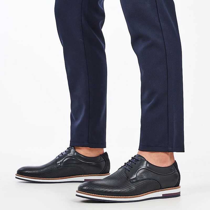 Ανδρικά Παπούτσια Δετά S1616 Μπλε Δέρμα Boss shoes