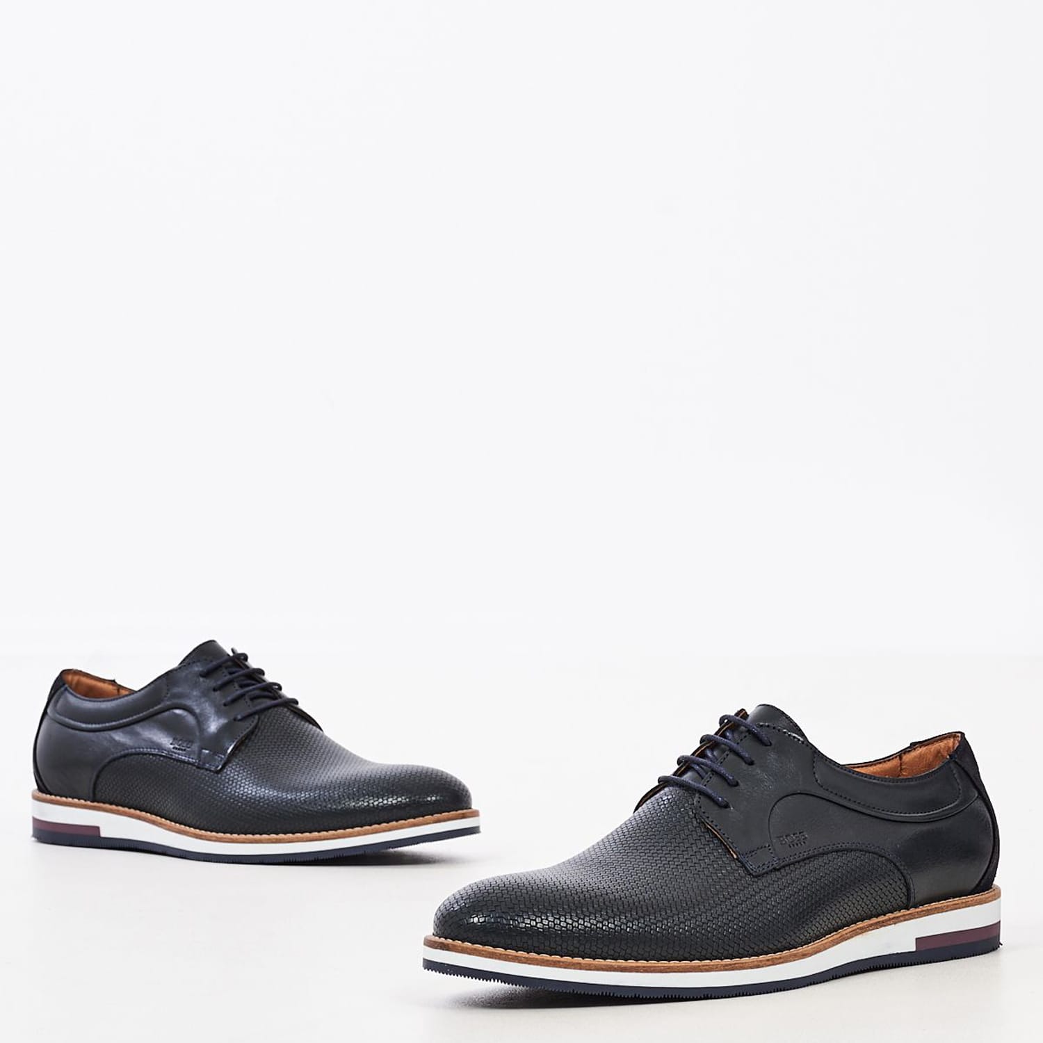 Ανδρικά Παπούτσια Δετά S1616 Μπλε Δέρμα Boss shoes Δετά Παπούτσια Boss shoes S1616-Blue