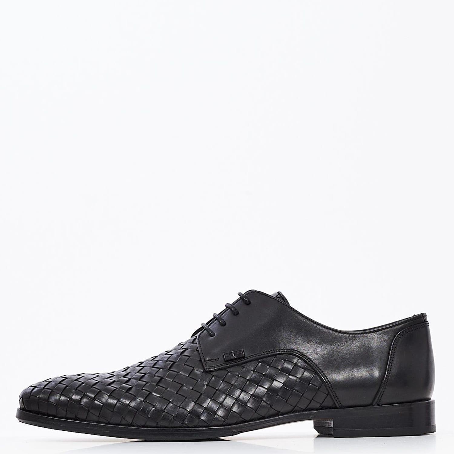 Ανδρικά Παπούτσια Δετά S4972.Braid Μαύρο Δέρμα Boss shoes