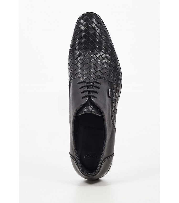 Men Shoes S4972.Braid Black Leather Boss shoes