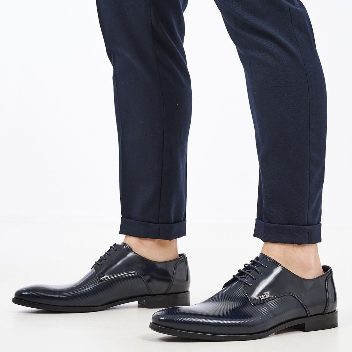 Ανδρικά Παπούτσια Δετά S4972.RMN Μπλε Δέρμα Boss shoes