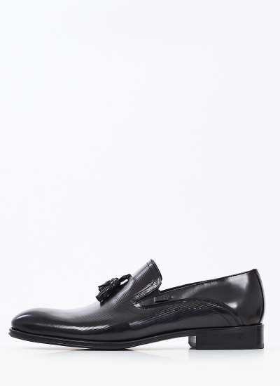 Ανδρικά Μοκασίνια S5429.RMN Μαύρο Δέρμα Boss shoes