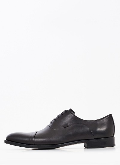 Ανδρικά Παπούτσια Δετά S5626.Ant Μαύρο Δέρμα Boss shoes