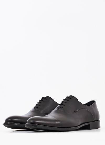 Ανδρικά Παπούτσια Δετά S5626.Ant Μαύρο Δέρμα Boss shoes