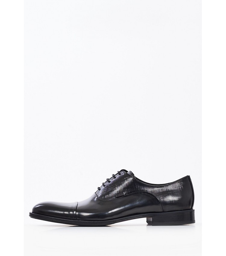Ανδρικά Παπούτσια Δετά S5626.Flo Μαύρο Δέρμα Boss shoes