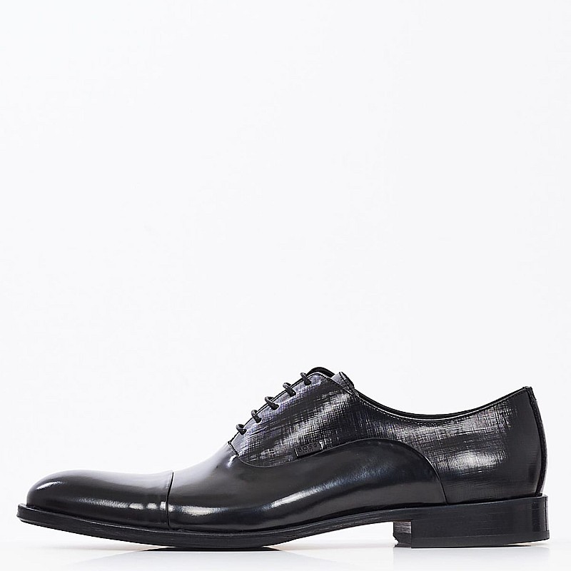 Ανδρικά Παπούτσια Δετά S5626.Flo Μαύρο Δέρμα Boss shoes