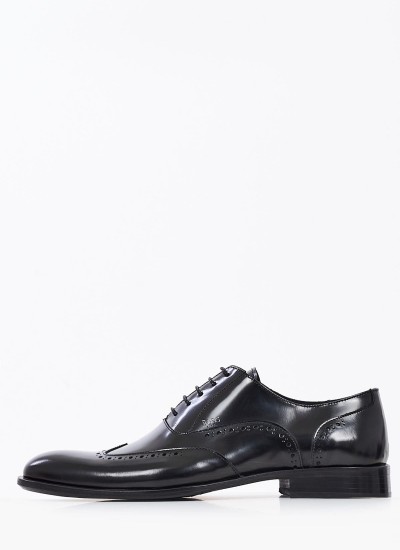 Ανδρικά Παπούτσια Δετά S5629 Μαύρο Δέρμα Boss shoes