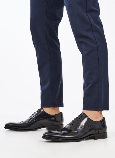 Ανδρικά Παπούτσια Δετά S5629 Μαύρο Δέρμα Boss shoes