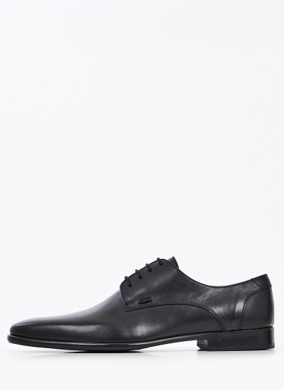 Ανδρικά Παπούτσια Δετά S6383 Μαύρο Δέρμα Boss shoes