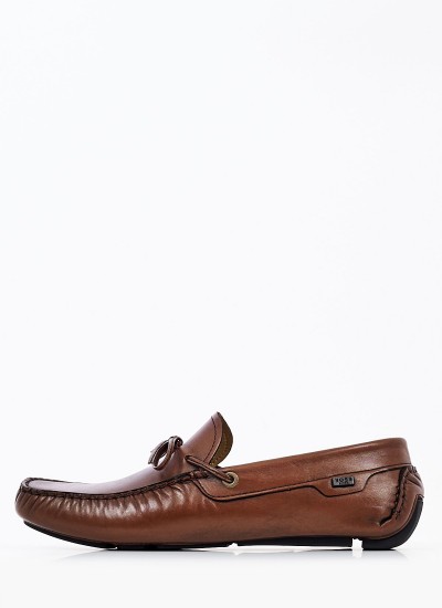 Ανδρικά Μοκασίνια S6889 Καφέ Δέρμα Boss shoes