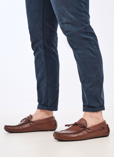 Ανδρικά Μοκασίνια S6889 Καφέ Δέρμα Boss shoes