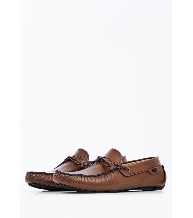 Men Moccasins S6889 Brown Leather Boss shoes