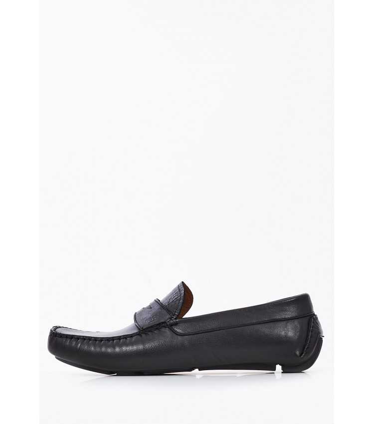 Men Moccasins S6890.EPS Black Leather Boss shoes