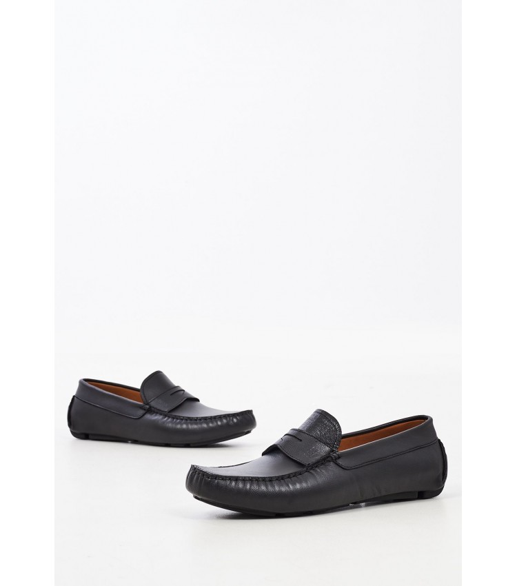 Men Moccasins S6890.EPS Black Leather Boss shoes