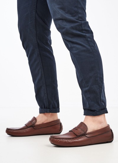 Ανδρικά Μοκασίνια S6890.EPS Καφέ Δέρμα Boss shoes