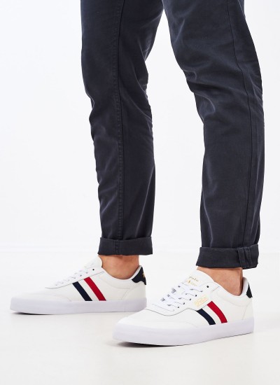 Ανδρικά Παπούτσια Casual Court.Sk Άσπρο Δέρμα Ralph Lauren