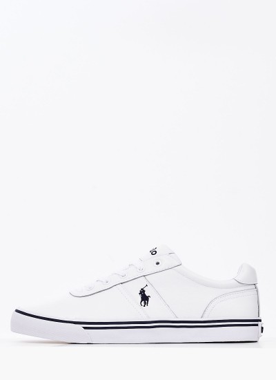 Ανδρικά Παπούτσια Casual Hanford.Sneak Άσπρο Δέρμα Ralph Lauren