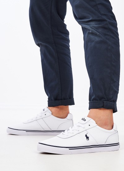 Ανδρικά Παπούτσια Casual Hanford.Sneak Άσπρο Δέρμα Ralph Lauren