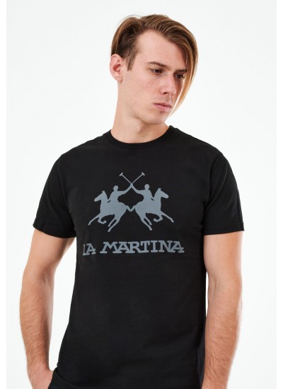 Men T-Shirts Jersey Black Cotton La Martina