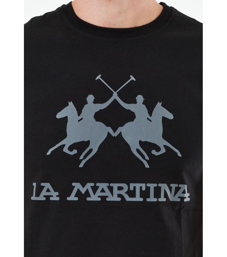 Ανδρικές Μπλούζες Jersey Μαύρο Βαμβάκι La Martina