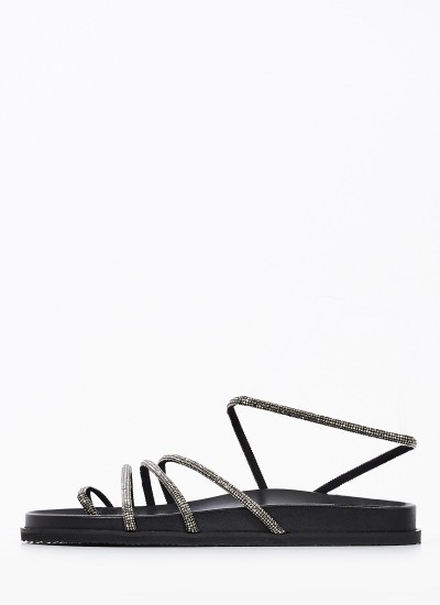 Γυναικεία Flats K11.Flat Μαύρο Δέρμα Komis and Komis