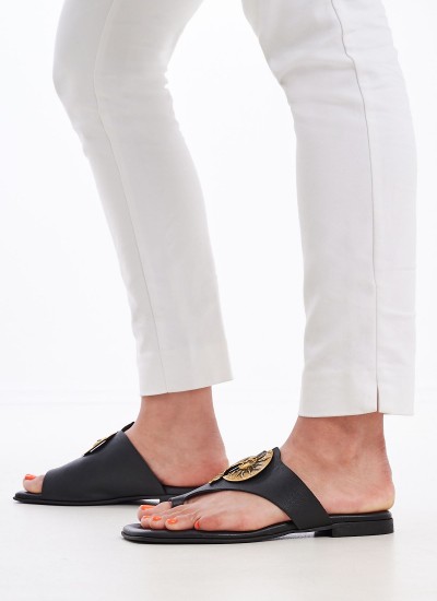 Γυναικεία Flats Gizeh.BS Ανθρακί Δέρμα Birkenstock