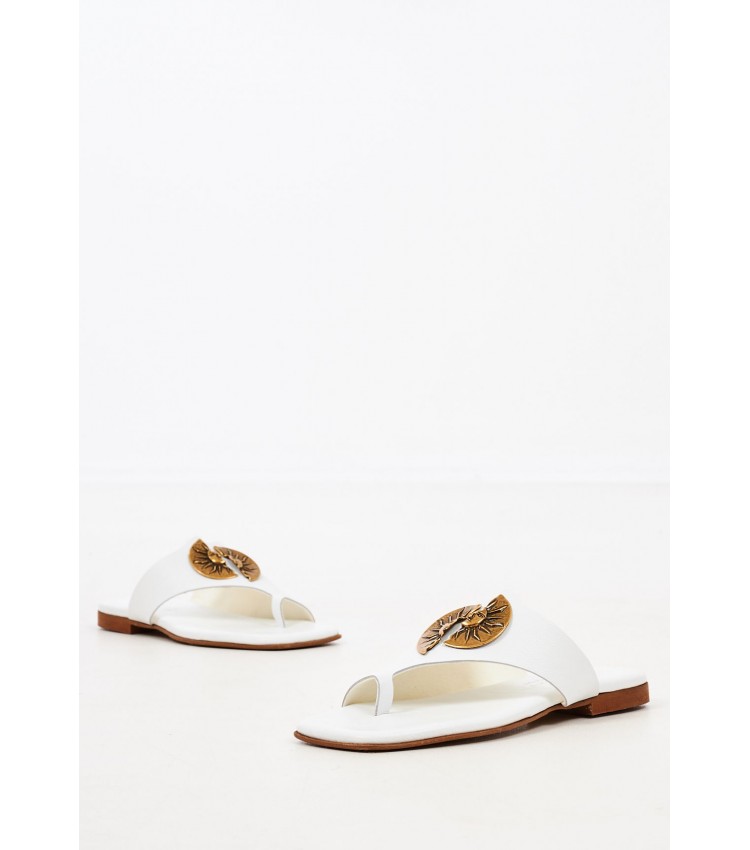 Women Flats K202 White Leather Komis and Komis