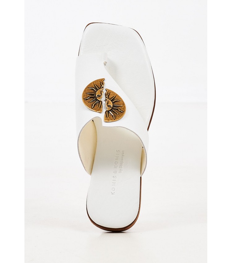 Women Flats K202 White Leather Komis and Komis