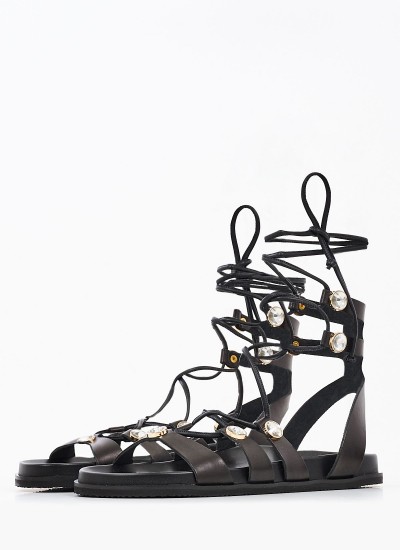 Γυναικεία Flats K2 Μαύρο Δέρμα Komis and Komis
