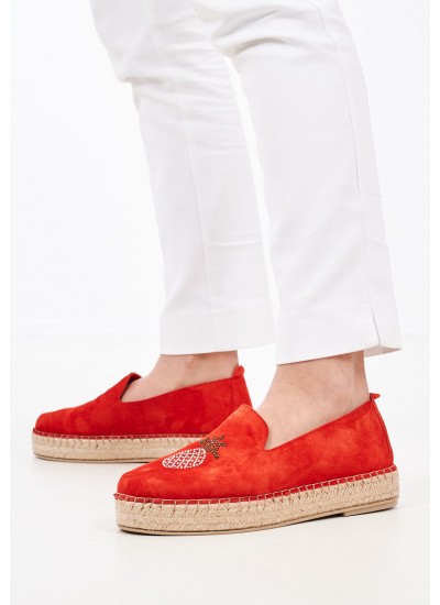 Women Espadrilles K59 Red Buckskin Komis and Komis