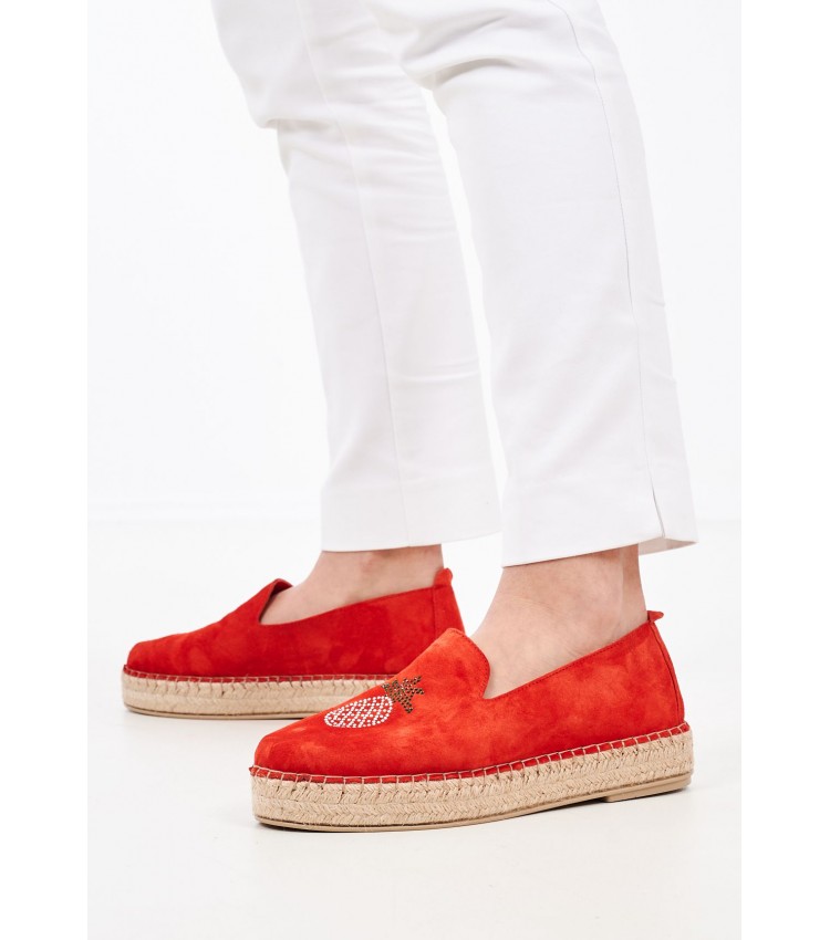 Women Espadrilles K59 Red Buckskin Komis and Komis