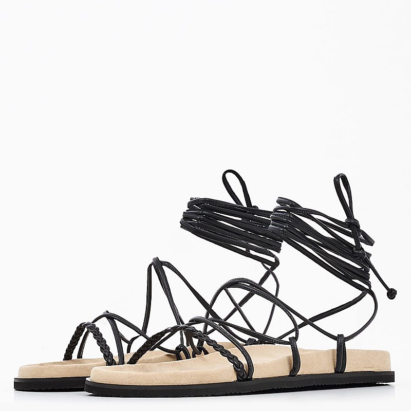 Γυναικεία Flats K6 Μαύρο Δέρμα Komis and Komis