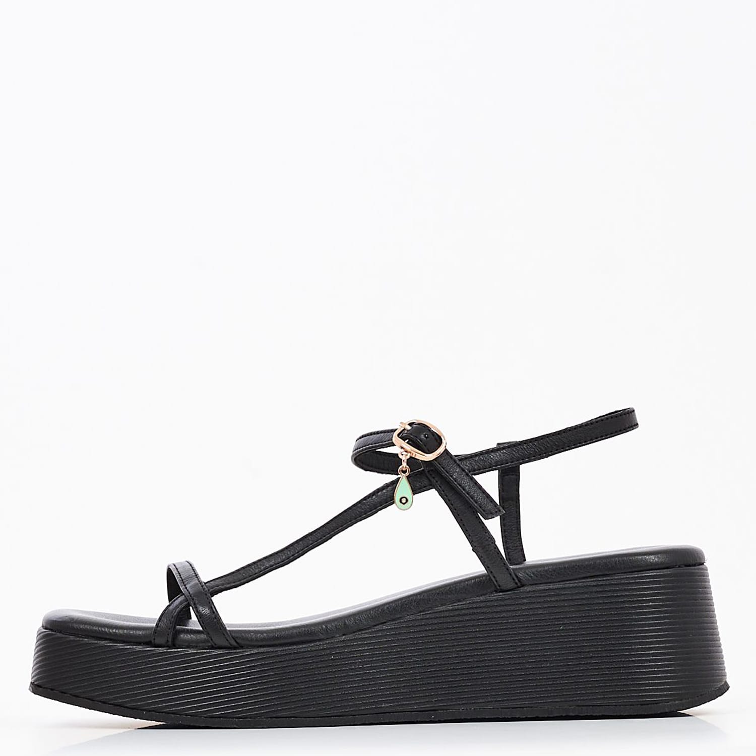 Women Platforms Low K78 Black Leather Komis and Komis