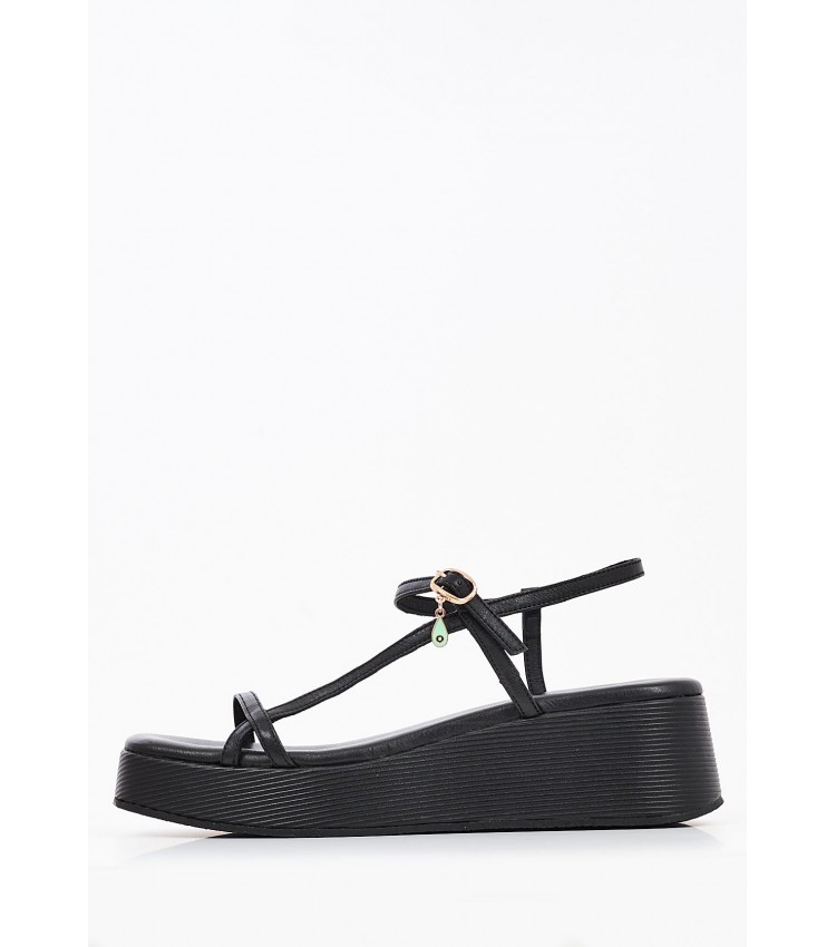 Women Platforms Low K78 Black Leather Komis and Komis