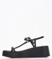 Women Platforms Low K78 Black Leather Komis and Komis