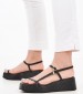 Women Platforms Low K78 Black Leather Komis and Komis