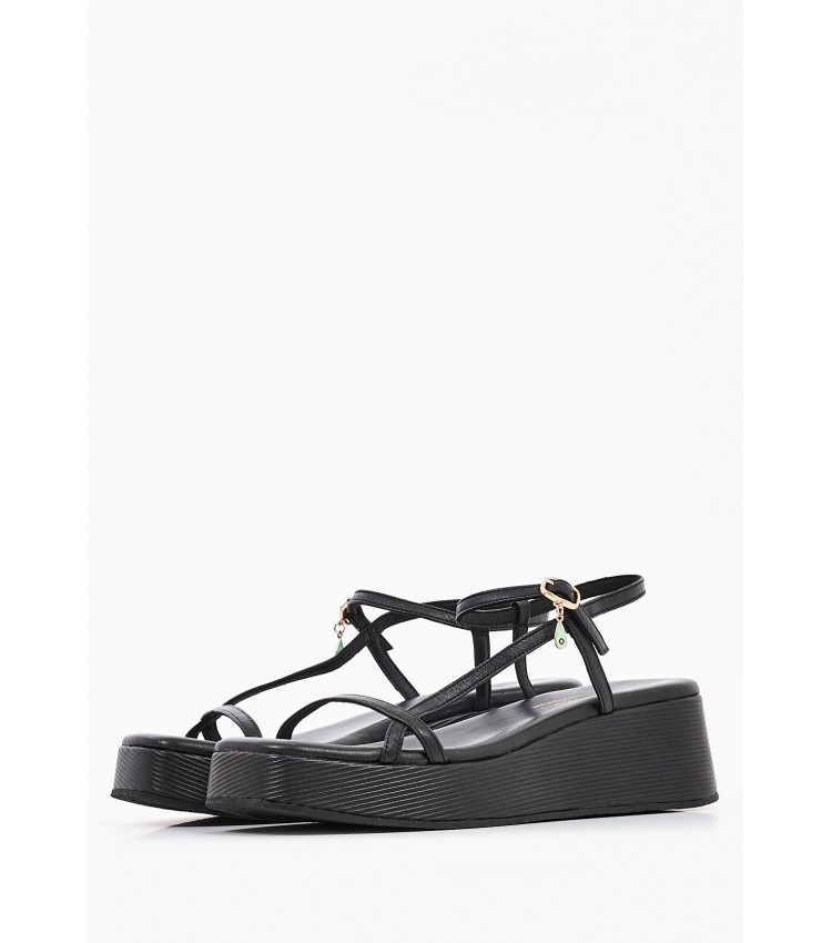 Women Platforms Low K78 Black Leather Komis and Komis